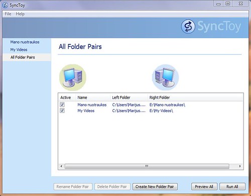 SyncToy Folder Pairs